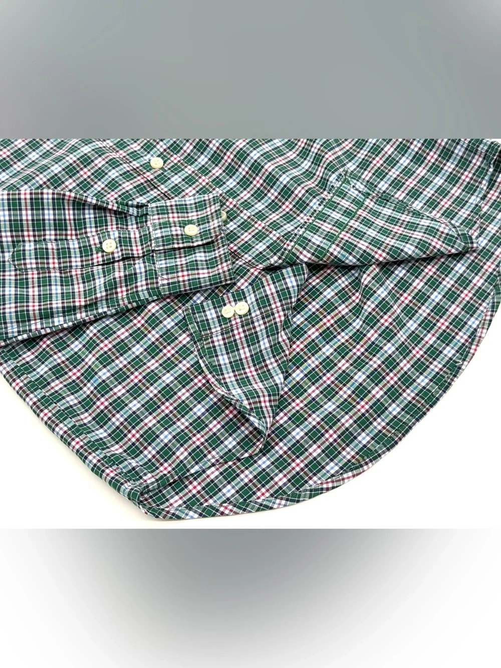 EUC Ralph Lauren Boys Holiday / Christmas Plaid Button Down Shirt In Green 4/4T